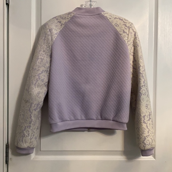 Lucy Paris Lavender Lace Bomber Jacket - Picture 2 of 4
